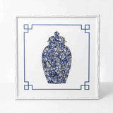 Blue and white ceramic mosaic ginger jar wall art by STORY & SUNS