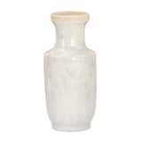 Handmade porcelain fishtail glaze vase, tall narrow neck with glossy pale ivory glaze