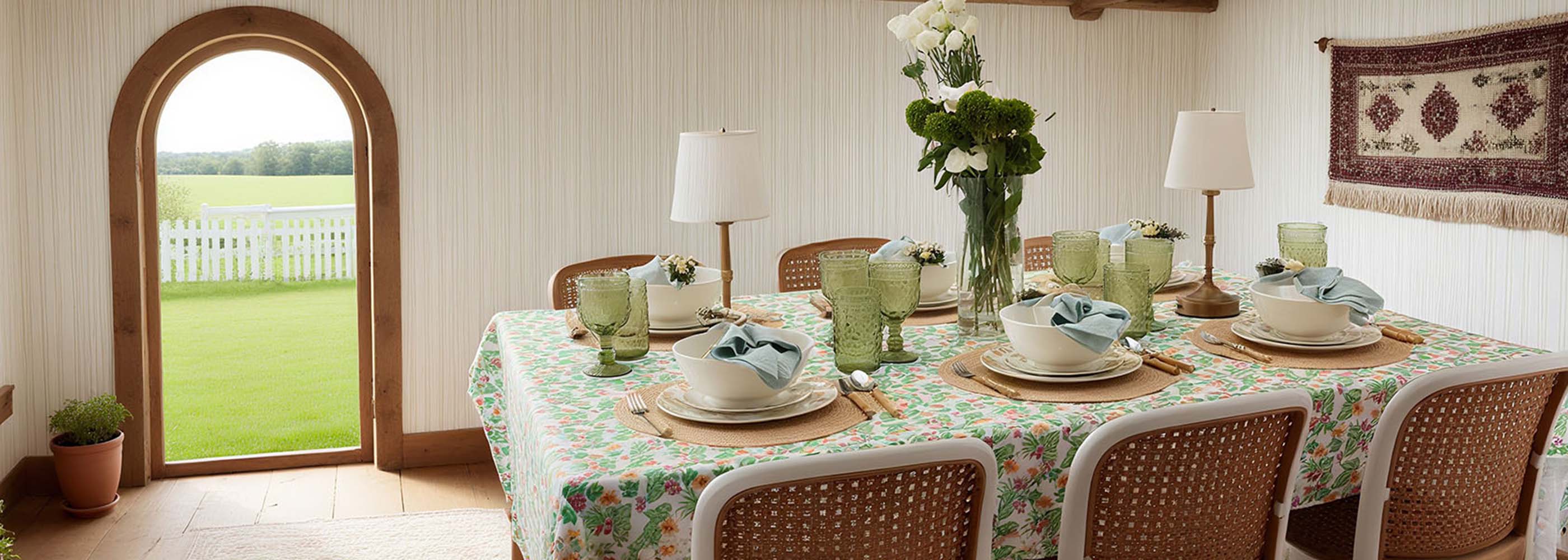 Handcrafted cotton dinner napkins with scalloped embroidery and floral design, soft and durable table linens from Story&Suns