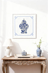 Blue and white ceramic mosaic Temple Jar wall art by STORY & SUNS