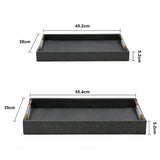Luxury rectangular serving trays in black vegan leather for coffee tables