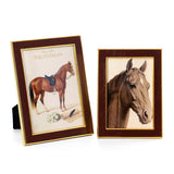 Luxury faux leather picture frame set with metal edge in 5x6 and 4x7 sizes