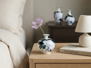 Wisteria Reverie mini bud vase set styled with delicate single stems and small flower clippings set of 3