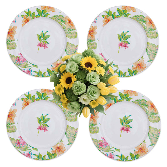 1. Story&amp;Suns Tropical Flower Dinner Plates Set of 4