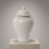 Luxury crystalline glaze porcelain temple jar styled as a statement decor piece