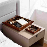 brown leather equestrian leather vanity trays