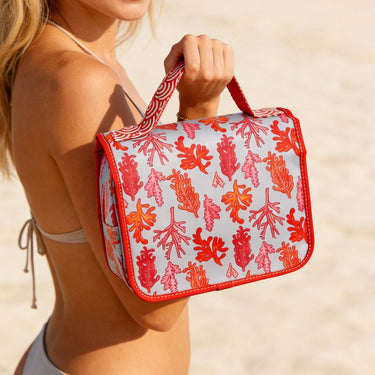 Waterproof oilcloth cosmetic bag with detachable pouch for travel