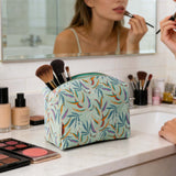 Vegan leather cosmetic bag used for travel and daily organization