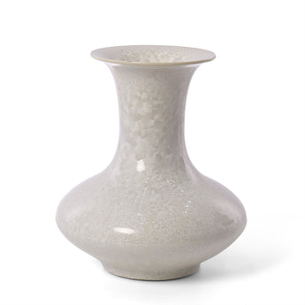 Front view of Jingdezhen Crystalline Flat-Belly Wide-Mouth Vase, D22xH30cm, unique ceramic art
