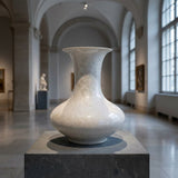 Close-up of unique crystalline glaze, showcasing yin-yang depth and crystal patterns