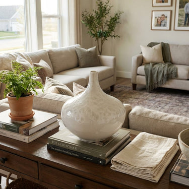 Close-up showing unique crystalline glaze and yin-yang depth