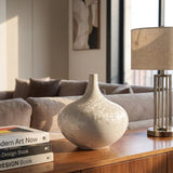 Vase displayed on console table, elegant home décor