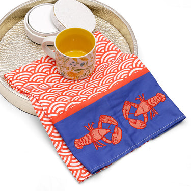 Coastal kitchen gift set — cotton apron and towels with embroidery