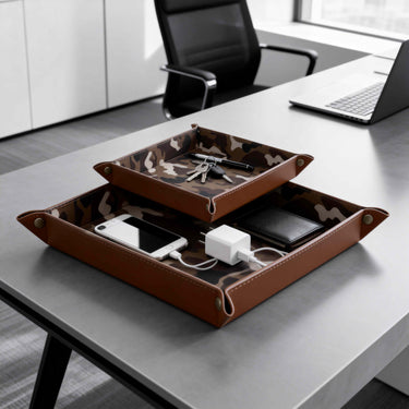 faux leather set of 2 vanity trays 