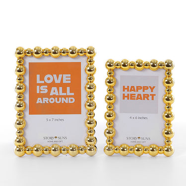 Set of 2 gold beaded picture frames in 4x6 and 5x7 sizes