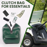 Golf clutch bag with side handle for cards, cash, rangefinder and essentials