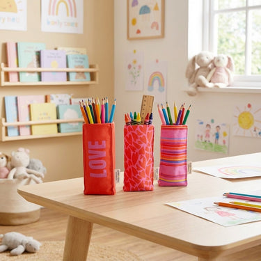  Fabric glasses holder used on a child’s desk holding glasses and pencils, practical and fun gift for kids by Story&Suns