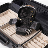 Jewelry pouch with transparent zippered pockets for travel organization