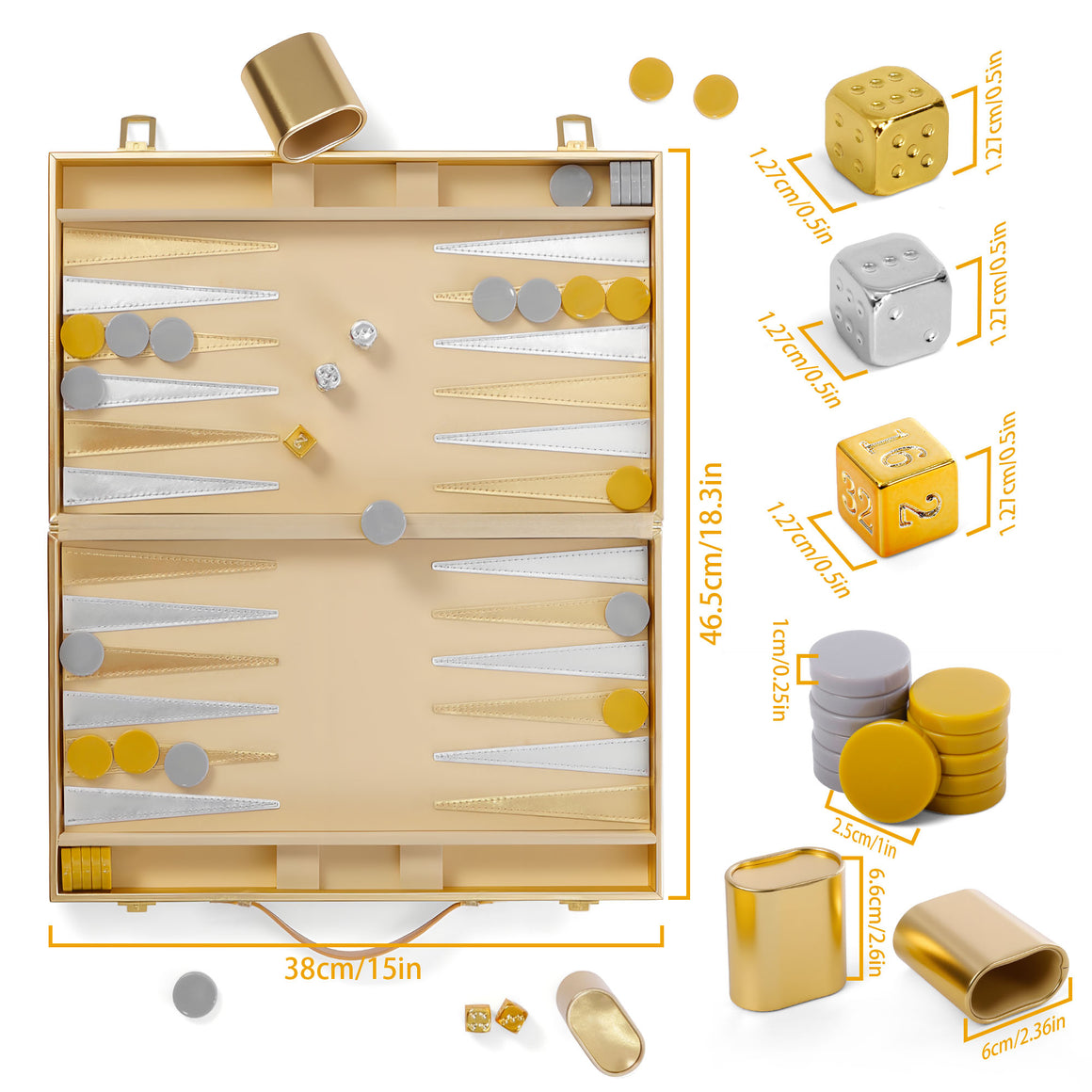 2.1 Story&Suns Luxury Gold Backgammon Set