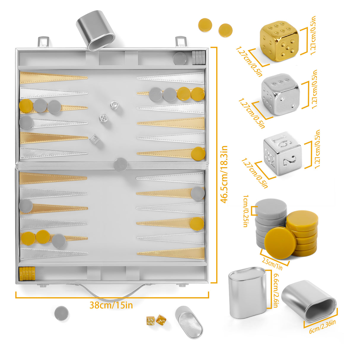 Story&amp;Suns Luxury Silver Backgammon Set
