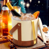 Natural canvas ice bucket styled for home bar and entertaining