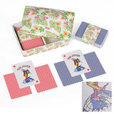 Textured playing cards set with tropical porcelain box