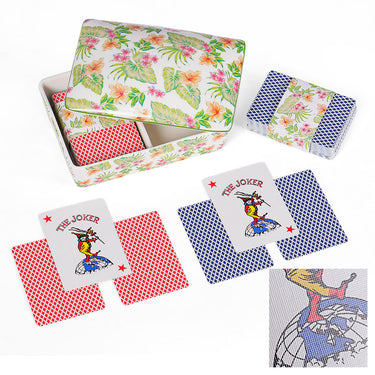 Textured playing cards set with tropical porcelain box