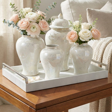 Close-up of natural crystal patterns on Jingdezhen crystalline glaze porcelain