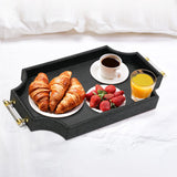Black gallery tray with scalloped border and non-slip velvet bottom