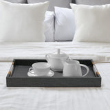 Elegant Story & Suns black coffee table trays with velvet-lined bottoms