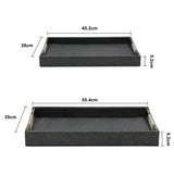 Luxury rectangular serving trays in black vegan leather for coffee tables