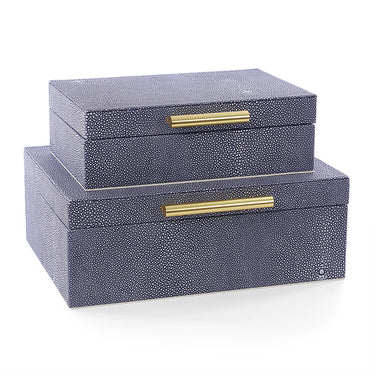 1.	Story & Suns blue vegan shagreen decorative boxes with gold handles