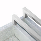 Close-up of metal handle and faux shagreen texture on Story & Suns long decorative tray