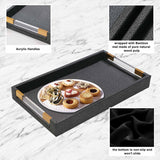 Classic rectangular serving trays in black vegan leather for coffee tables