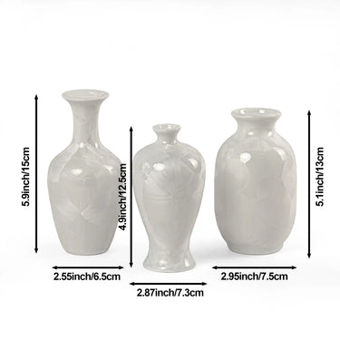 STORY&SUNS set of three ivory crystalline glaze mini vases handmade 