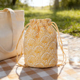 Women’s coral print travel kit with eye mask, scrunchie, shower cap and