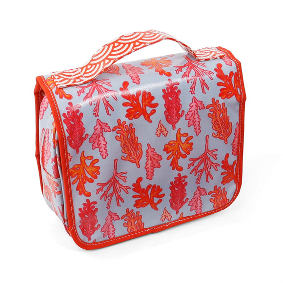 Detachable Hanging Toiletry Bag for Women – Coral Print